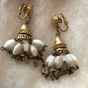 Vintage Trifari White Bead Earrings Lot